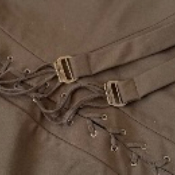 NWOT L.A.M.B. Gwen Stefani Green Lace Up Asymmetrical  Y2K Dress Size 6 - Picture 7 of 15